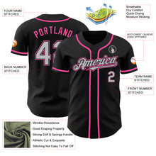 Load image into Gallery viewer, Custom Black Gray-Pink Authentic Baseball Jersey