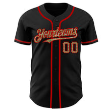 Load image into Gallery viewer, Custom Black Camo-Red Authentic Baseball Jersey
