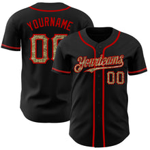 Load image into Gallery viewer, Custom Black Camo-Red Authentic Baseball Jersey