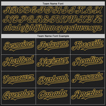 Load image into Gallery viewer, Custom Black Old Gold-Red Authentic Baseball Jersey