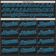 Load image into Gallery viewer, Custom Black Neon Pink-Sky Blue Authentic Baseball Jersey