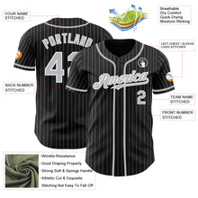 Load image into Gallery viewer, Custom Black Gray Pinstripe White Authentic Baseball Jersey