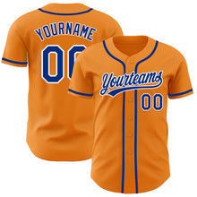 Load image into Gallery viewer, Custom Bay Orange Royal-White Authentic Baseball Jersey