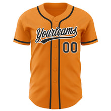 Load image into Gallery viewer, Custom Bay Orange Black-White Authentic Baseball Jersey