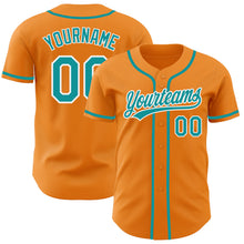 Load image into Gallery viewer, Custom Bay Orange Teal-White Authentic Baseball Jersey