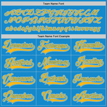 Load image into Gallery viewer, Custom Blue Gold-Cream Hockey Jersey