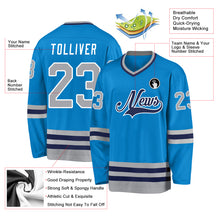 Load image into Gallery viewer, Custom Blue Gray-Navy Hockey Jersey