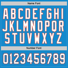 Load image into Gallery viewer, Custom Blue White-Orange Hockey Jersey