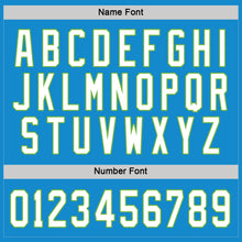 Load image into Gallery viewer, Custom Blue White-Neon Green Hockey Jersey