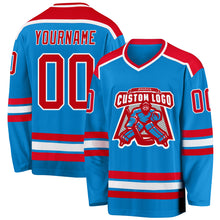 Load image into Gallery viewer, Custom Blue Red-White Hockey Jersey