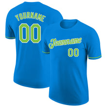 Load image into Gallery viewer, Custom Blue Neon Green-White Performance T-Shirt