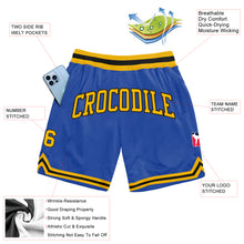 Load image into Gallery viewer, Custom Blue Gold-Black Authentic Throwback Basketball Shorts