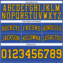 Load image into Gallery viewer, Custom Blue Gold-Black Authentic Throwback Basketball Shorts