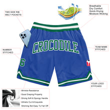 Load image into Gallery viewer, Custom Blue Kelly Green-White Authentic Throwback Basketball Shorts