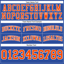 Load image into Gallery viewer, Custom Blue Orange-White Authentic Throwback Basketball Shorts