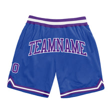 Load image into Gallery viewer, Custom Blue Purple-White Authentic Throwback Basketball Shorts