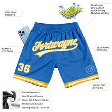 Load image into Gallery viewer, Custom Blue White-Gold Authentic Throwback Basketball Shorts