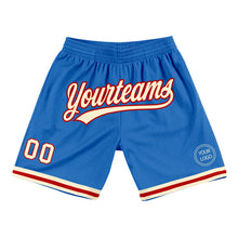 Load image into Gallery viewer, Custom Blue Cream-Red Authentic Throwback Basketball Shorts