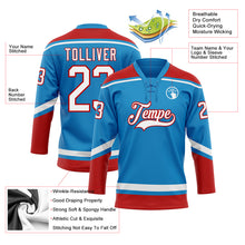 Load image into Gallery viewer, Custom Blue White-Red Hockey Lace Neck Jersey