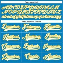 Load image into Gallery viewer, Custom Blue White-Yellow Hockey Lace Neck Jersey