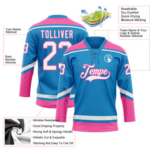 Load image into Gallery viewer, Custom Blue White-Pink Hockey Lace Neck Jersey