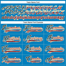 Load image into Gallery viewer, Custom Blue Vintage USA Flag Cream-Black Hockey Lace Neck Jersey