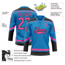 Load image into Gallery viewer, Custom Blue Pink-Black Hockey Lace Neck Jersey