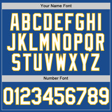 Load image into Gallery viewer, Custom Blue White-Gold Authentic Throwback Baseball Jersey