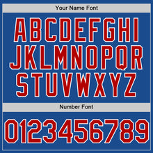 Load image into Gallery viewer, Custom Blue Red-White Authentic Throwback Baseball Jersey