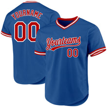 Load image into Gallery viewer, Custom Blue Red-White Authentic Throwback Baseball Jersey
