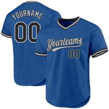 Load image into Gallery viewer, Custom Blue Black-Gray Authentic Throwback Baseball Jersey