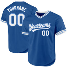 Load image into Gallery viewer, Custom Blue White-Light Blue Authentic Throwback Baseball Jersey