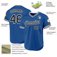 Load image into Gallery viewer, Custom Blue Black-White Authentic Throwback Baseball Jersey