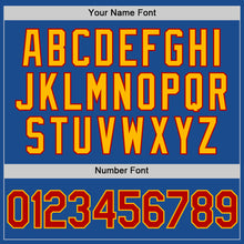 Load image into Gallery viewer, Custom Blue Red-Gold Authentic Throwback Baseball Jersey