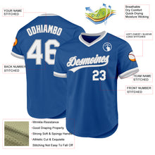 Load image into Gallery viewer, Custom Blue White-Gray Authentic Throwback Baseball Jersey