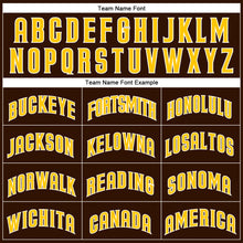 Load image into Gallery viewer, Custom Brown White Pinstripe Gold-White Authentic Baseball Jersey