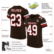 Load image into Gallery viewer, Custom Brown White-Red Mesh Authentic Football Jersey