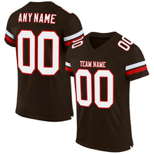Load image into Gallery viewer, Custom Brown White-Red Mesh Authentic Football Jersey