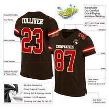 Load image into Gallery viewer, Custom Brown Red-Cream Mesh Authentic Football Jersey