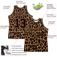 Load image into Gallery viewer, Custom Brown Brown-Old Gold 3D Pattern Design Leopard Authentic Basketball Jersey