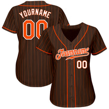 Load image into Gallery viewer, Custom Brown Orange Pinstripe Orange-White Authentic Baseball Jersey