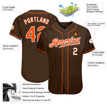 Load image into Gallery viewer, Custom Brown Orange Pinstripe Orange-White Authentic Baseball Jersey
