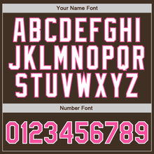 Load image into Gallery viewer, Custom Brown White Pinstripe Pink-White Authentic Baseball Jersey