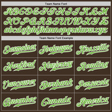 Load image into Gallery viewer, Custom Brown White Pinstripe Neon Green-White Authentic Baseball Jersey