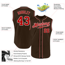 Load image into Gallery viewer, Custom Brown Red-White Authentic Sleeveless Baseball Jersey