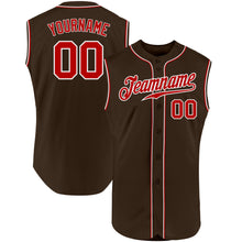 Load image into Gallery viewer, Custom Brown Red-White Authentic Sleeveless Baseball Jersey