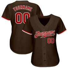Load image into Gallery viewer, Custom Brown Red-White Authentic Baseball Jersey