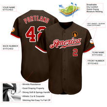 Load image into Gallery viewer, Custom Brown Red-White Authentic Baseball Jersey