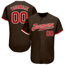 Load image into Gallery viewer, Custom Brown Red-White Authentic Baseball Jersey
