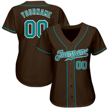 Load image into Gallery viewer, Custom Brown Teal-White Authentic Baseball Jersey